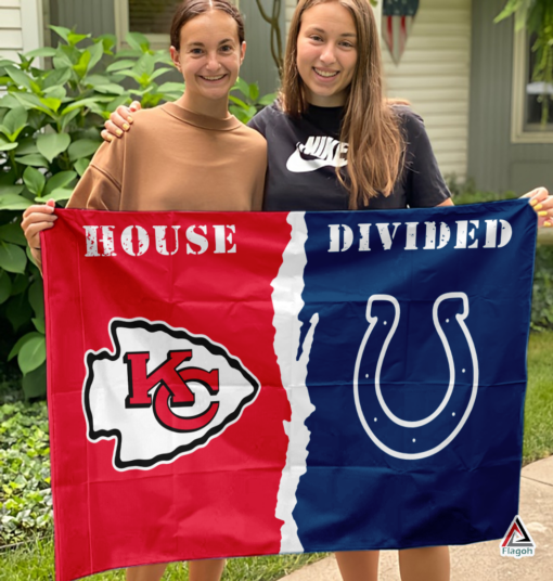 Chiefs vs Colts House Divided Flag, NFL House Divided Flag