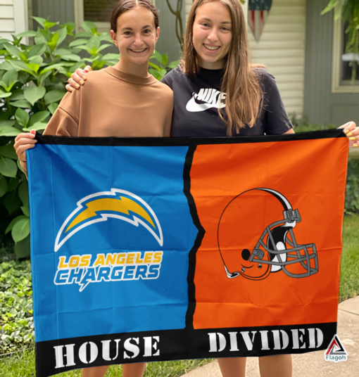 Chargers vs Browns House Divided Flag, NFL House Divided Flag