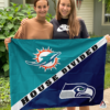 Miami Dolphins vs Seattle Seahawks House Divided Flag, NFL House Divided Flag