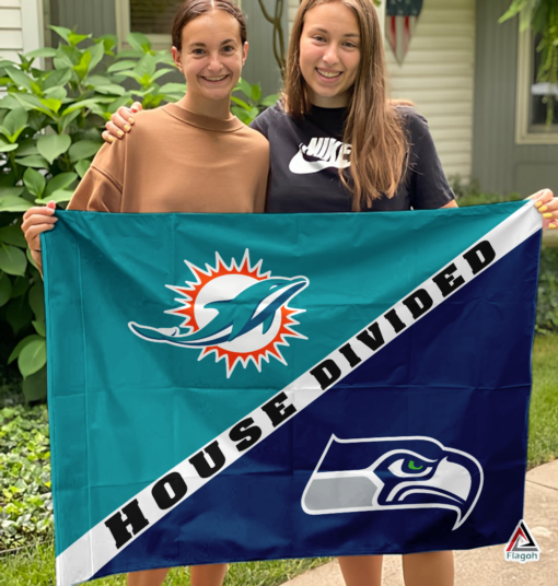 Dolphins vs Seahawks House Divided Flag, NFL House Divided Flag