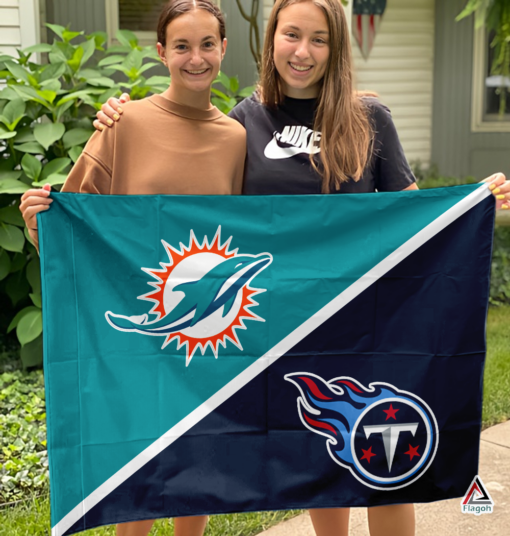Dolphins vs Titans House Divided Flag, NFL House Divided Flag