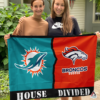 Miami Dolphins vs Denver Broncos House Divided Flag, NFL House Divided Flag