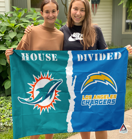 Dolphins vs Chargers House Divided Flag, NFL House Divided Flag