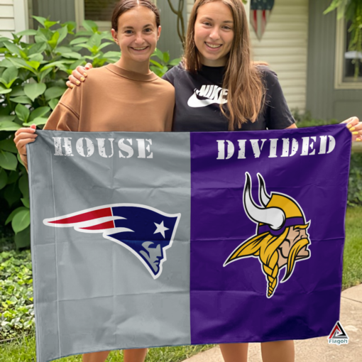 Patriots vs Vikings House Divided Flag, NFL House Divided Flag