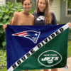 New England Patriots vs New York Jets House Divided Flag, NFL House Divided Flag