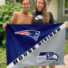 New England Patriots vs Seattle Seahawks House Divided Flag, NFL House Divided Flag