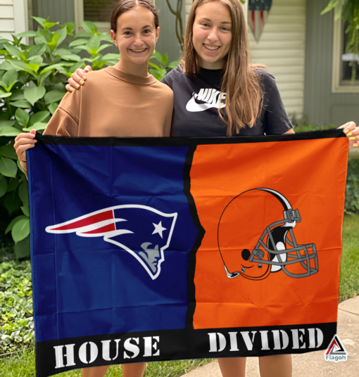 Patriots vs Browns House Divided Flag, NFL House Divided Flag