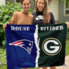 New England Patriots vs Green Bay Packers House Divided Flag, NFL House Divided Flag