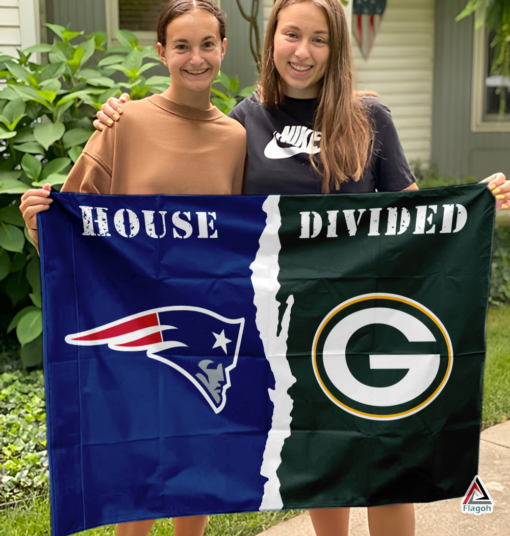 Patriots vs Packers House Divided Flag, NFL House Divided Flag