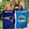 New England Patriots vs Los Angeles Chargers House Divided Flag, NFL House Divided Flag