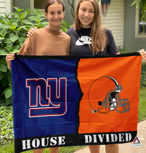 Giants vs Browns House Divided Flag, NFL House Divided Flag