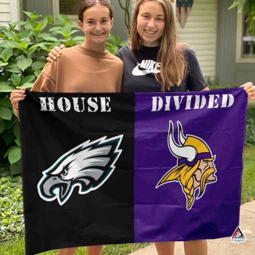 Eagles vs Vikings House Divided Flag, NFL House Divided Flag