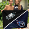 Philadelphia Eagles vs Tennessee Titans House Divided Flag, NFL House Divided Flag