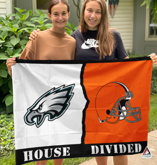 Eagles vs Browns House Divided Flag, NFL House Divided Flag