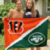 Cincinnati Bengals vs New York Jets House Divided Flag, NFL House Divided Flag