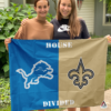 Detroit Lions vs New Orleans Saints House Divided Flag, NFL House Divided Flag