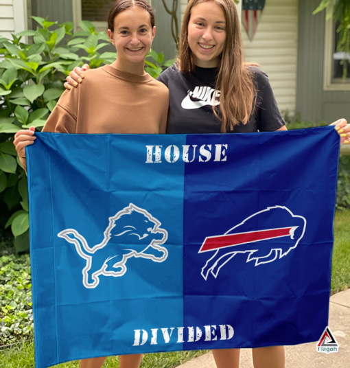 Lions vs Bills House Divided Flag, NFL House Divided Flag
