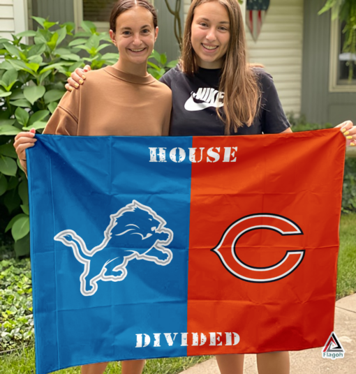 Lions vs Bears House Divided Flag, NFL House Divided Flag