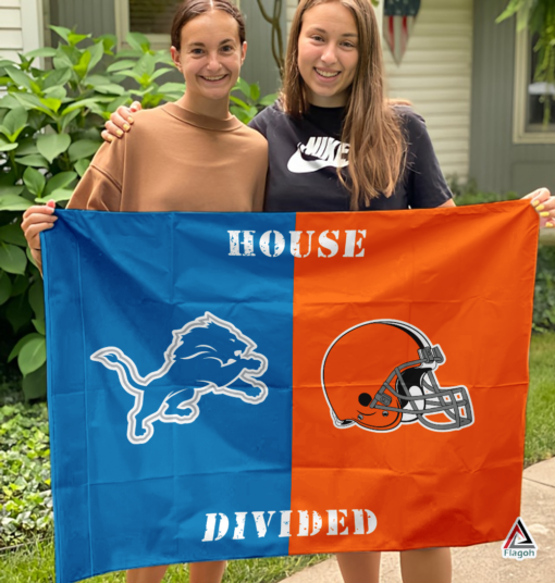 Lions vs Browns House Divided Flag, NFL House Divided Flag