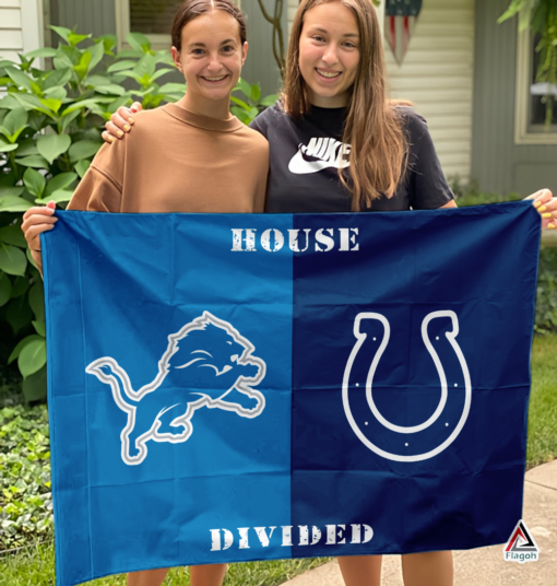 Lions vs Colts House Divided Flag, NFL House Divided Flag