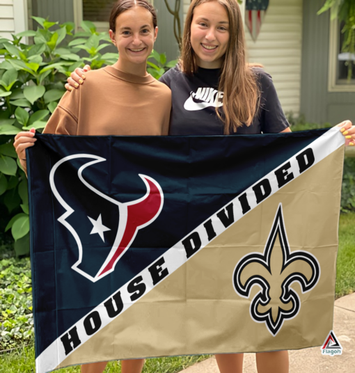 Texans vs Saints House Divided Flag, NFL House Divided Flag