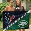 Houston Texans vs New York Jets House Divided Flag, NFL House Divided Flag