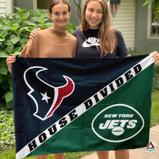 Texans vs Jets House Divided Flag, NFL House Divided Flag