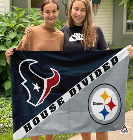 Texans vs Steelers House Divided Flag, NFL House Divided Flag