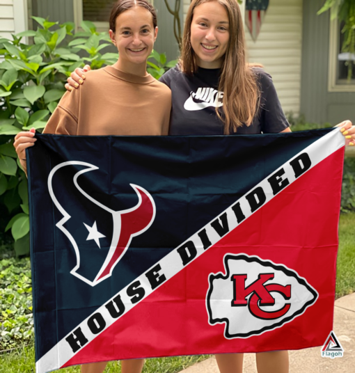 Texans vs Chiefs House Divided Flag, NFL House Divided Flag