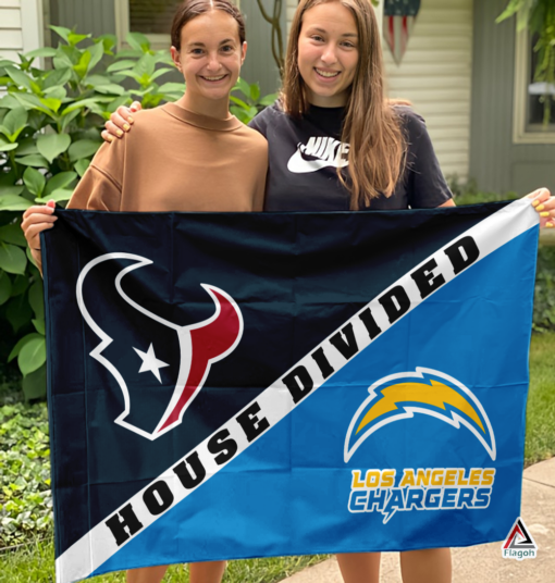 Texans vs Chargers House Divided Flag, NFL House Divided Flag