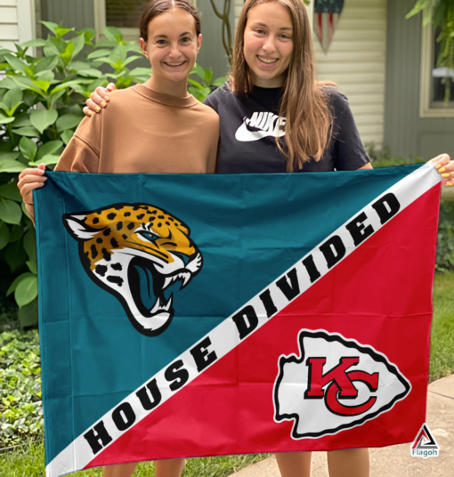 Jaguars vs Chiefs House Divided Flag, NFL House Divided Flag