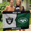 Las Vegas Raiders vs New York Jets House Divided Flag, NFL House Divided Flag