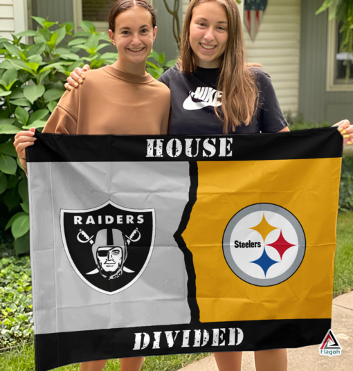 Raiders vs Steelers House Divided Flag, NFL House Divided Flag