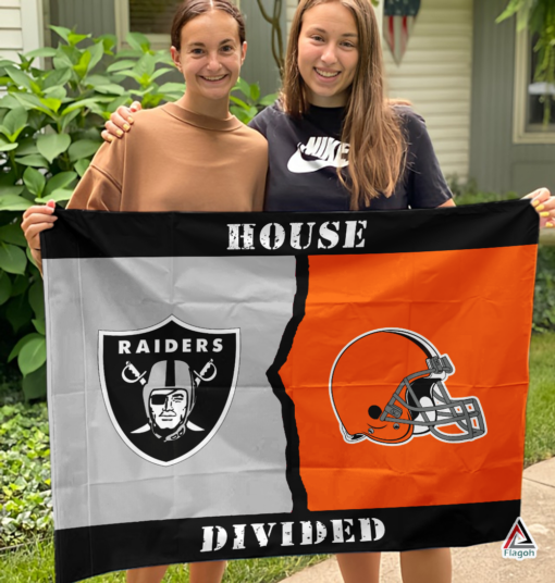 Raiders vs Browns House Divided Flag, NFL House Divided Flag