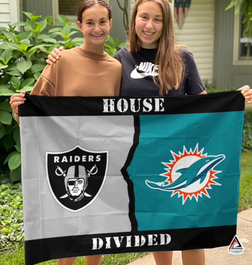 Raiders vs Dolphins House Divided Flag, NFL House Divided Flag