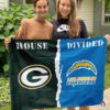 Green Bay Packers vs Los Angeles Chargers House Divided Flag, NFL House Divided Flag
