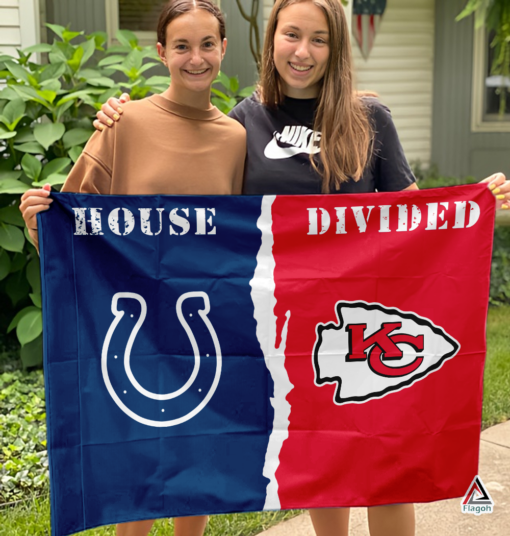 Colts vs Chiefs House Divided Flag, NFL House Divided Flag