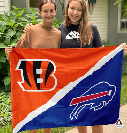 Bengals vs Bills House Divided Flag, NFL House Divided Flag