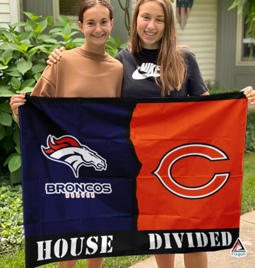 Broncos vs Bears House Divided Flag, NFL House Divided Flag