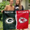 Green Bay Packers vs Kansas City Chiefs House Divided Flag, NFL House Divided Flag