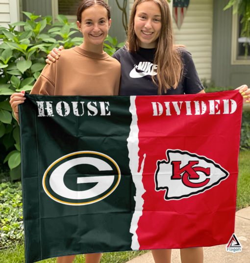 Packers vs Chiefs House Divided Flag, NFL House Divided Flag