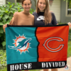 Miami Dolphins vs Chicago Bears House Divided Flag, NFL House Divided Flag