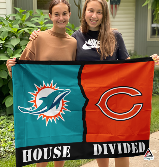 Dolphins vs Bears House Divided Flag, NFL House Divided Flag