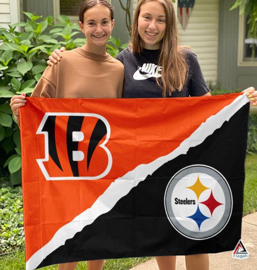 Bengals vs Steelers House Divided Flag, NFL House Divided Flag