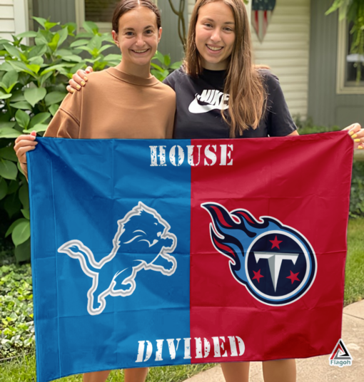 Lions vs Titans House Divided Flag, NFL House Divided Flag