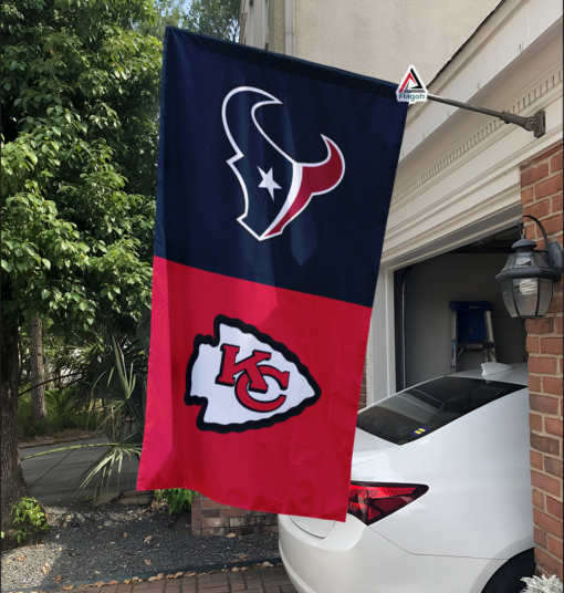 Texans vs Chiefs House Divided Flag, NFL House Divided Flag