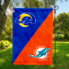 Los Angeles Rams vs Miami Dolphins House Divided Flag, NFL House Divided Flag