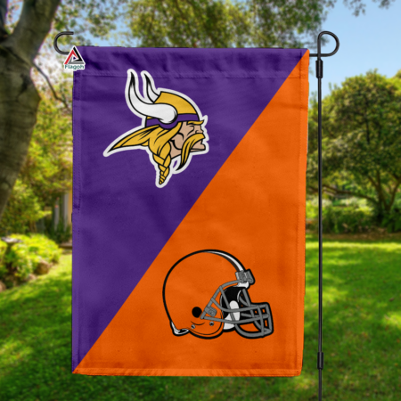 Vikings vs Browns House Divided Flag, NFL House Divided Flag