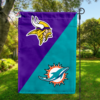 Minnesota Vikings vs Miami Dolphins House Divided Flag, NFL House Divided Flag