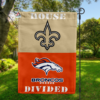 New Orleans Saints vs Denver Broncos House Divided Flag, NFL House Divided Flag